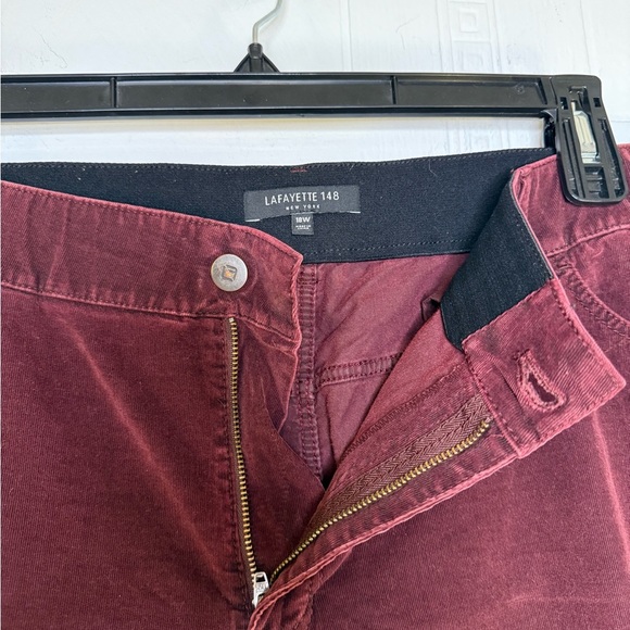 Lafayette 148 Mercer Stretchy Corduroy Flared Leg Pants Wine Red Plus Size 18W - Picture 3 of 12